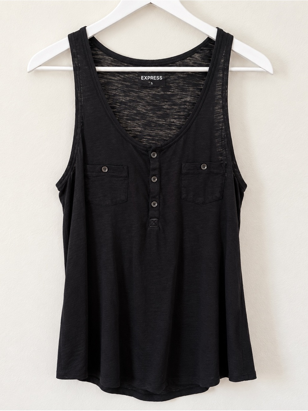 Express Women's Black Henley Tank Top
